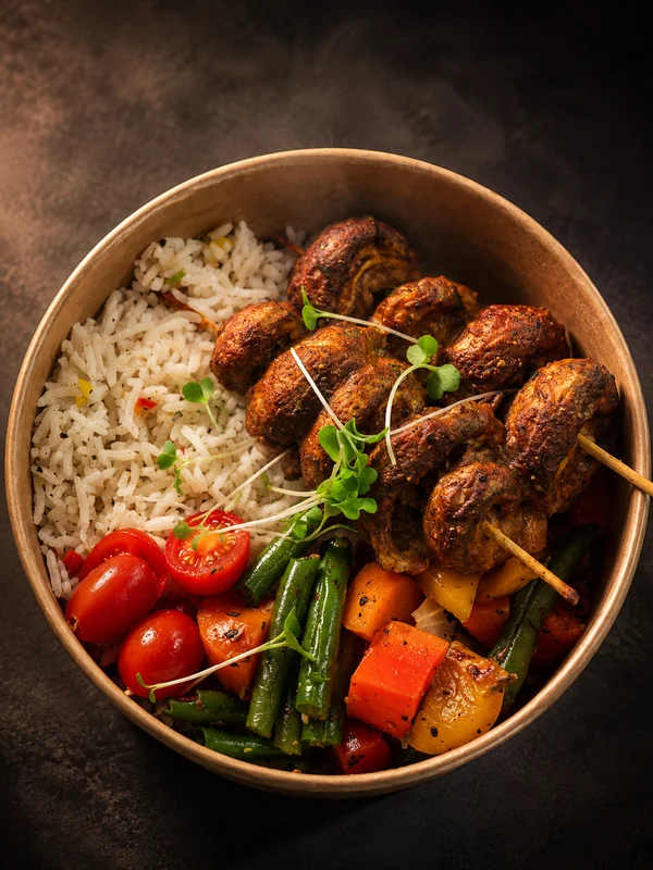 Tandoori Mushroom Skewers Bowl